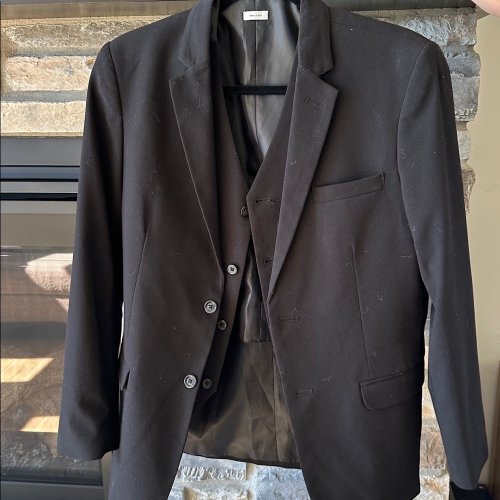 NWOT Calvin Klein Boys 2-piece Black Vest and Suit Blazer Jacket seize 18 boys
